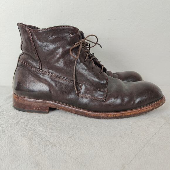 MoMa Shearling Lined Lace Up Boots Mens 44 US‎ 11 Brown Waxed Leather Winter - Picture 1 of 10